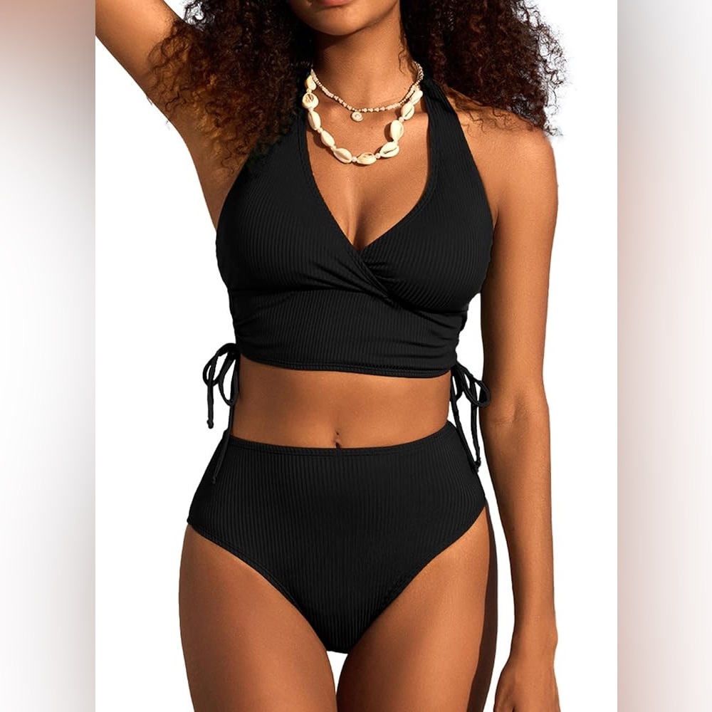 Black Halter Bikini Set